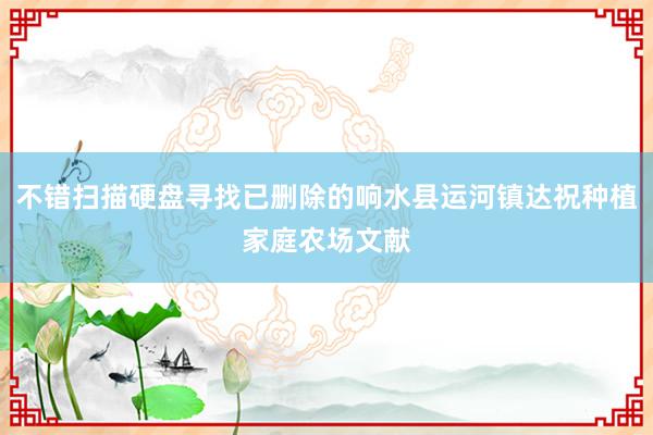 不错扫描硬盘寻找已删除的响水县运河镇达祝种植家庭农场文献